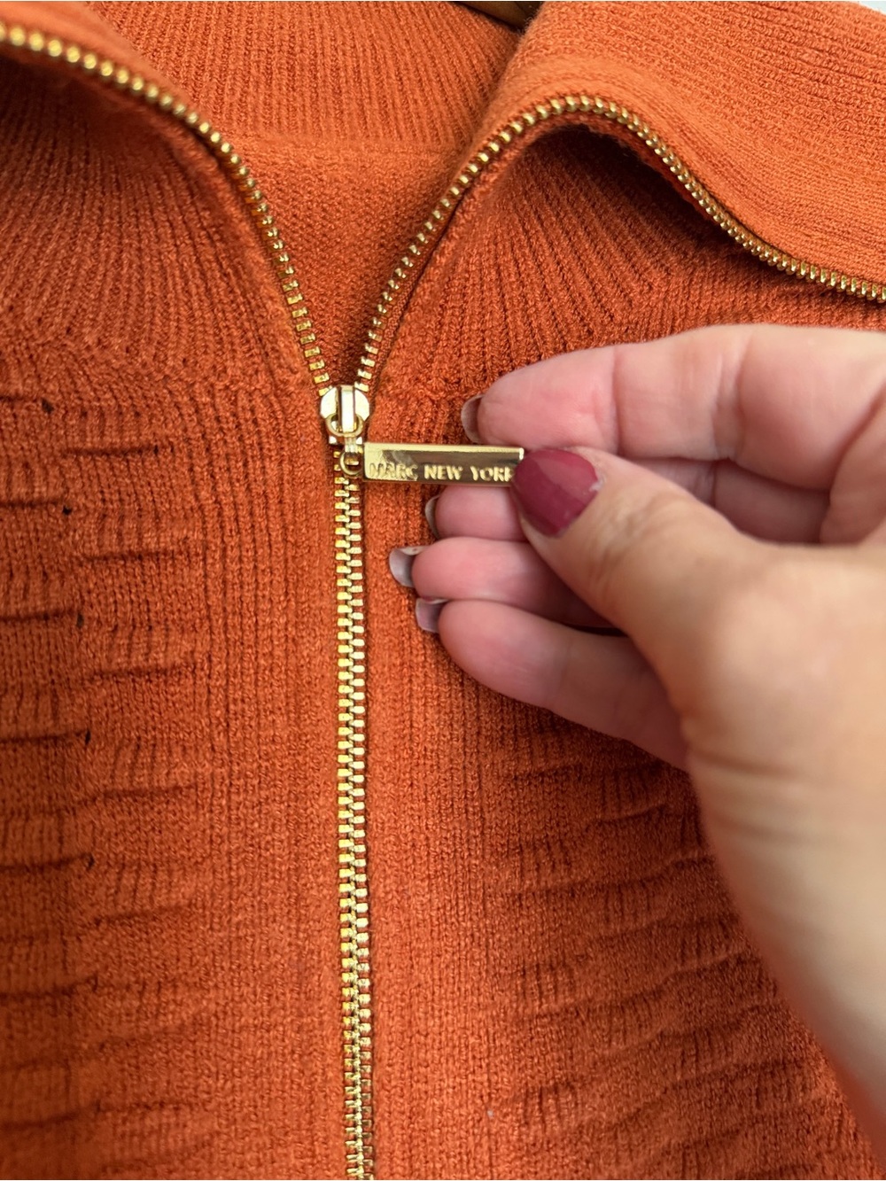 Marc New York Rust-Orange Zip Front Cardigan. Sz